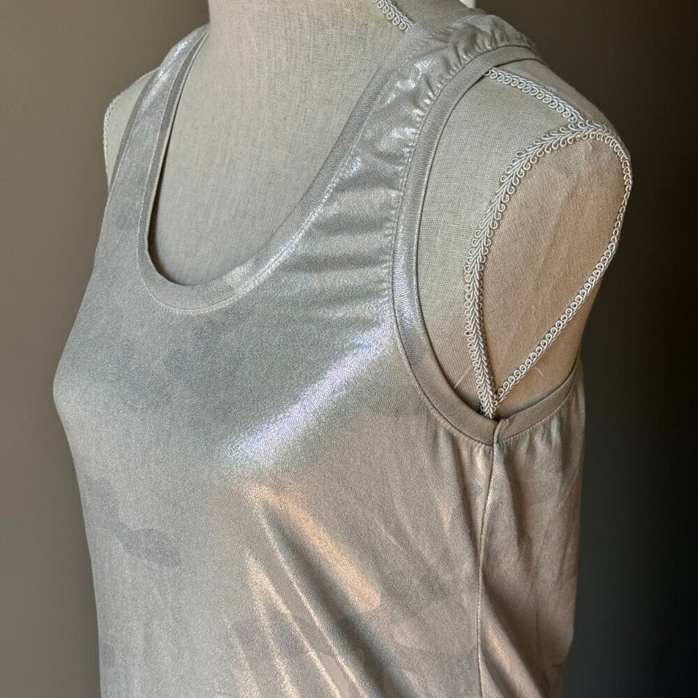 MYSTERY JANE Foil Race Back Top - Size S/M - Picture 3 of 10